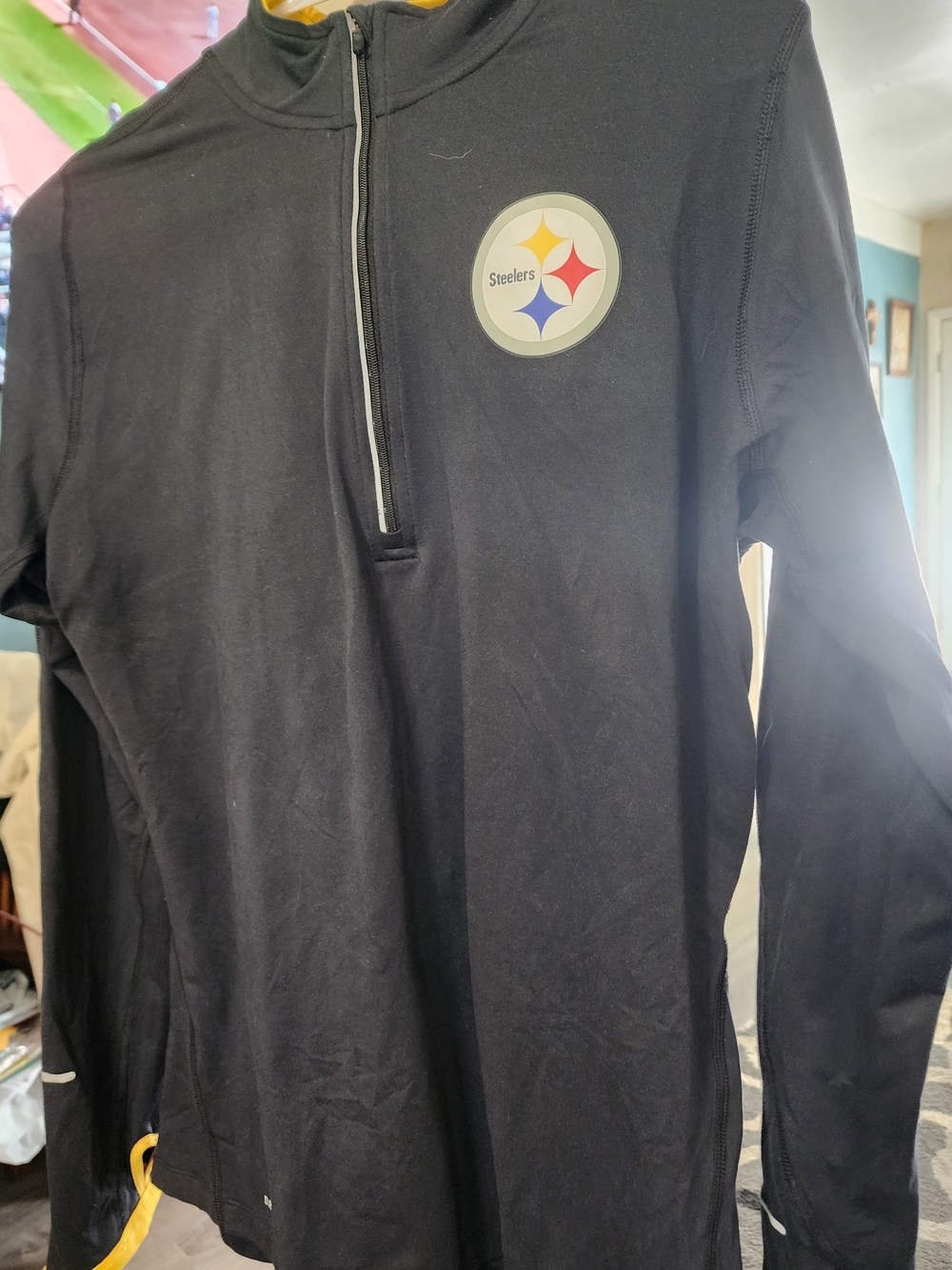 NFL Black Steelers Women's Quarter-Zip Hoodie Sz Lrg